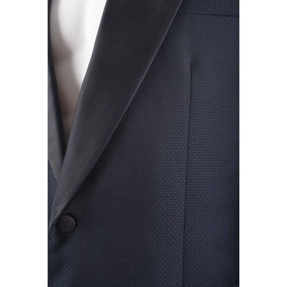 Giorgio Armani Mens Tuxedo Suit Jacket 54 Pants 58 Set Black Blue Honeycomb NWT - Picture 5 of 12